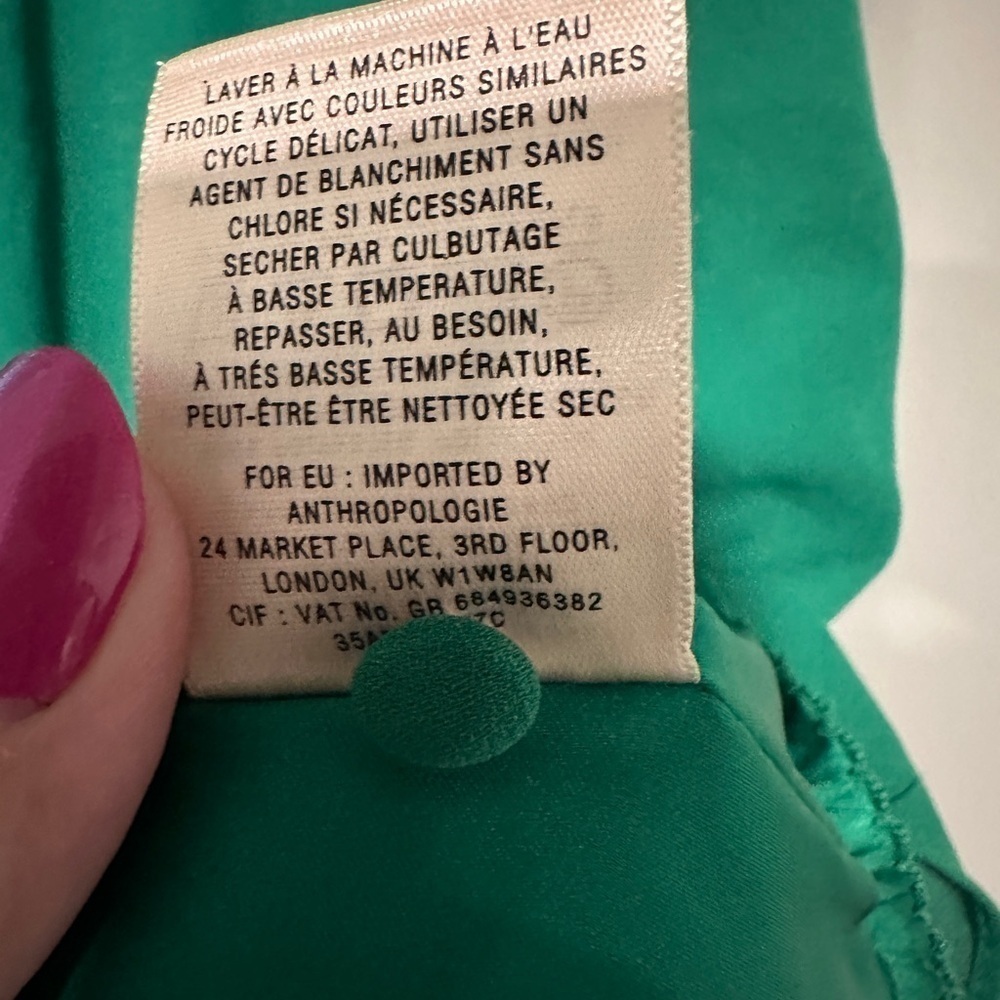 Anthropologie Maeve Della Green Flutter Hem Cap Sleeve Dress size 12 - Picture 4 of 7